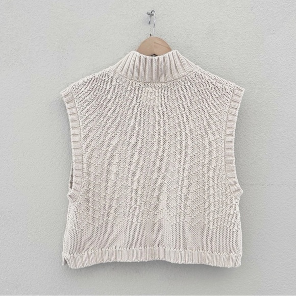 Free People Winding Road Tank Vest Chunky Knit Tan Pullover Preppy Casual L - Picture 6 of 14